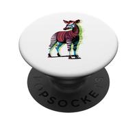 Glitch Art Okapi Foresta Giraffa PopSockets PopGrip Adesivo