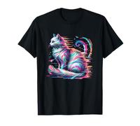 Glitch Cat Funny Kawaii Cat Design per Uomo Donna Look Unico Maglietta