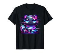 Glitch Cat Funny Kawaii Cat Design per Uomo Donna Meme Energy Maglietta