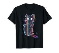 Glitch Cat Funny Kawaii Cat Design per Uomo Donna retrò Maglietta
