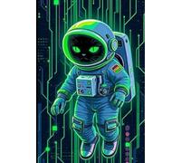 Glitch Horizon: Neural Network Art Lined Notebook - Surreal Astronaut Cat & Pixelated Brush Stroke Design for Journaling, Notes, and Creativity