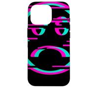 Glitch Sad Face Digital Art Vaporwave Cultura Cyber Custodia per iPhone 16 Pro
