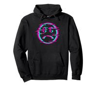 Glitch Sad Face Digital Art Vaporwave Cultura Cyber Felpa con Cappuccio