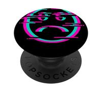 Glitch Sad Face Digital Art Vaporwave Cultura Cyber PopSockets PopGrip Adesivo