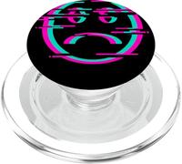 Glitch Sad Face Digital Art Vaporwave Cultura Cyber PopSockets PopGrip per MagSafe