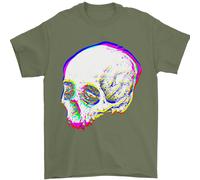 Glitch Skull Gothic Biker Heavy Metal Rock Uomo T-Shirt 100% Cotone