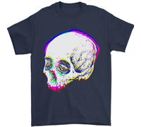 Glitch Skull Gothic Biker Heavy Metal Rock Uomo T-Shirt 100% Cotone