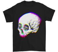 Glitch Skull Gothic Biker Heavy Metal Rock Uomo T-Shirt 100% Cotone