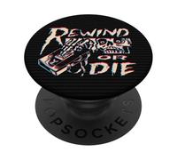 Glitch VHS Video Tape Punk - Riavvolgimento o Die PopSockets PopGrip Adesivo