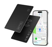 Glitfix Slim Air Tag Card, Bluetooth Smart Finder Ricaricabile, Wallet Tracker Localizzatore di Portafogli IP68 Impermeabile, Compatibile con Apple Find My (IOS Solo),Spessore 1.6mm, Nero (2PACK)