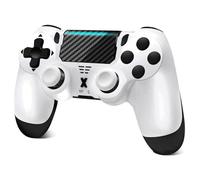Glitfix Wireless Controller for PS-4, Game Controller for PS-4/Pro/Slim/PC, Bluetooth Gamepad Joystick with Dual Vibration Touch Panel, 3.5mm Audio Jack(White)