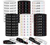 Glitinsel 48 braccialetti in silicone per la consapevolezza del cancro, per la prevenzione del cancro e la sensibilizzazione multipla, braccialetti per pazienti, familiari, amici, regali per attività