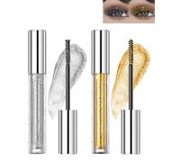 Glitter 4D Set-2 Mascara Waterproof per Ciglia Argento Oro, Lunga Durata e Prova di Sbavature, Volumizzante e Allungante, Diamond Shinny Colorate per Feste Festival Carnevale