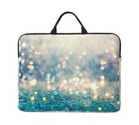 Glitter a pois blu e dorati con effetto bokeh, Custodia per laptop da 14 pollici, borsa per notebook, custodia per laptop, valigetta con maniglia