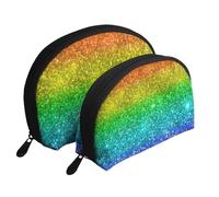 Glitter arcobaleno multicolore, Borsa per trucco a conchiglia Portamonete da donna Borsa da toilette piccola Borsa per cosmetici 2 pezzi