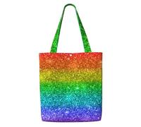 Glitter arcobaleno multicolore,Borse della spesa riutilizzabili, borse per la spesa, borsa a tracolla in tela di grande capacità