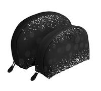Glitter argento lucido, Borsa per trucco a conchiglia Portamonete da donna Borsa da toilette piccola Borsa per cosmetici 2 pezzi