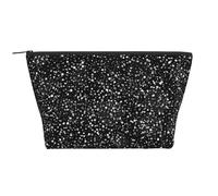 Glitter argento lucido su sfondo nero, Borsa da toilette Borsa per trucco Borsa per cosmetici Borsa da toilette da viaggio portatile