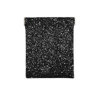 Glitter argento lucido su sfondo nero, Spremere il portafoglio superiore da donna Borsa portaoggetti Piccola portamonete Portamonete