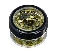Glitter biodegradabili ed ecologici a pezzi della Moon Glitter - Glitter cosmetici per il volto, il corpo, le unghie, i capelli e le labbra - 100% Biologici - 3g - Oro