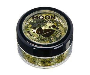 Glitter biodegradabili ed ecologici a pezzi della Moon Glitter - Glitter cosmetici per il volto, il corpo, le unghie, i capelli e le labbra - 100% Biologici - 3g - Oro