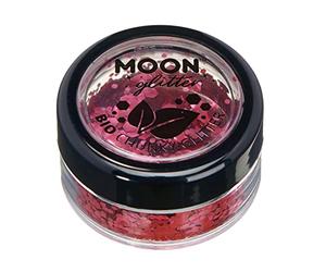 Glitter biodegradabili ed ecologici a pezzi della Moon Glitter - Glitter cosmetici per il volto, il corpo, le unghie, i capelli e le labbra - 100% Biologici - 3g - Rosa Scura