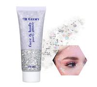 Glitter Body Gel,gel per il trucco del corpo con Lustrini,Liquido Glitter Gel,Brillantini Adesivi per viso,Unghie, Occhi, Labbra, Capelli, Musica, Festival, in Maschera(argento)