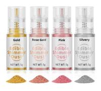 Glitter Commestibili, Wwtop 4 Colori Coloranti Alimentari in Polvere, Brillantini Commestibili Glitter Spray per Bevande, Glitter Colorante Alimentare per Dolci, Torte, Cocktail, Cupcakes - 5g