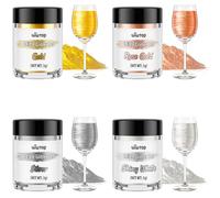 Glitter Commestibili, Wwtop 4x3g Brillantini Glitter Commestibili per Bevande, Colorante Alimentare in Polvere, Glitter Alimentari per Dolci, Torte,Christmas,Cocktail-Oro,Rosa Oro,Argento,Bianco