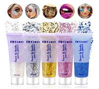 Glitter Corpo Brillantini Make Up: 5 Bottiglia Glitter Capelli, Brillantini Corpo, Brillantini per Capelli Occhi Unghie Viso, Paillettes Glitter Make Up Gel per Musica Festival Masquerade Halloween