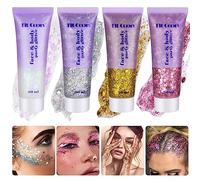 Glitter Corpo Gel, 4 Colori Chunky Glitter Gel Glitter Corpo e Capelli Brillantini Corpo Glitter Make Up Glitter Body Gel Con lustrini Glitter Gel Viso Festival Glitter Makeup Sparkle Glitter