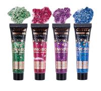 Glitter Corpo, MKNZOME 4 pezzi Glitter Capelli Brillantini Corpo Ombretto Liquido Glitter Brillantini Make Up per Capelli, Viso,Festival Musicali,Halloween, Natale, Club, Feste