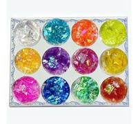 Glitter cosmetici ecologici, atossici, per unghie, capelli, trucco per gli occhi, arti e mestieri, 12 colori (conchiglia A)