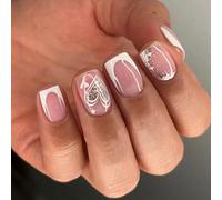 Glitter Cuore Pieno Copre Stick On Unghie San Valentino Unghie Finte Corte Unghie Artificiali Punta Francese Premere