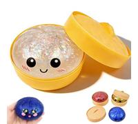 Glitter Dumpling Squishy, Colorful Dumpling Squishy with Box, Stress Relief Fidget Sensory Toy for Everyone (White)