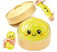 Glitter Dumpling Squishy con Cestelli per Vapore ,Mochi Squishy Antistress Con espressioni carine ,Squishys Toy Kawaii a Forma di Raviolo Squishys ,Squeeze Toy Sensoriale per Bambini e Adulti