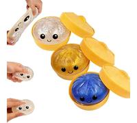 Glitter Dumpling Squishy | Fun Squishiest Dumplings Con Steamer Box, Stress E Ansia Sollievo Giocattoli Per Bambini E Adulti, Gioco Sensoriale Per Il Rilassamento (Blu + Arancione + Bianco)