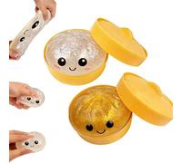 Glitter Dumpling Squishy | Fun Squishiest Dumplings Con Steamer Box, Stress E Ansia Sollievo Giocattoli Per Bambini E Adulti, Gioco Sensoriale Per Il Rilassamento (Blu + Arancione)