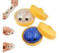 Glitter Dumpling Squishy | Fun Squishiest Dumplings Con Steamer Box, Stress E Ansia Sollievo Giocattoli Per Bambini E Adulti, Gioco Sensoriale Per Il Rilassamento (Blu + Bianco)