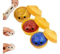 Glitter Dumpling Squishy | Fun Squishiest Dumplings Con Steamer Box, Stress E Ansia Sollievo Giocattoli Per Bambini E Adulti, Gioco Sensoriale Per Il Rilassamento (Blu + Rosso + Arancione)