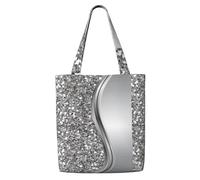 Glitter finto argento glamour,Borse della spesa riutilizzabili, borse per la spesa, borsa a tracolla in tela di grande capacità