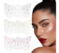 Glitter Freckles Face Tattoo - 18 adesivi scintillanti per feste, tatuaggi temporanei, glitter dorati, impermeabili (argento, oro, rosa)