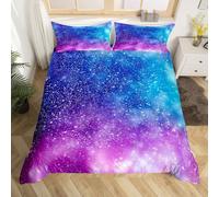 Glitter Galaxy Copripiumone Morbido viola cravatta tintura arcobaleno Set Copripiumino 135x200cm traspirante morbido incantevole bambini arcobaleno 2pcs colorato camera da letto spazio cielo esterno