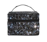 Glitter Galaxy stampato, non glitter vero, borsa da viaggio per il trucco da donna, grande organizer per cosmetici