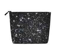 Glitter Galaxy stampato, non glitter vero, Borsa per cosmetici in lino sintetico Borsa per trucco Borsa da viaggio portatile