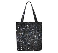 Glitter Galaxy stampato, non glitter vero,Borse della spesa riutilizzabili, borse per la spesa, borsa a tracolla in tela di grande capacità