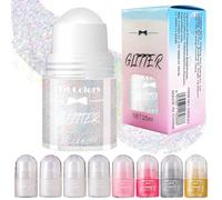 Glitter Gel Corpo Roll-On, Brillantini Olografici per Viso, Capelli e Corpo, Make Up Luminoso per Festival, Rave, Party e Natale (Bianco olografico n. 01)