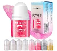 Glitter Gel Corpo Roll-On, Brillantini Olografici per Viso, Capelli e Corpo, Make Up Luminoso per Festival, Rave, Party e Natale (Rosa intenso olografico n. 06)