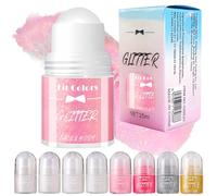 Glitter Gel Corpo Roll-On, Brillantini Olografici per Viso, Capelli e Corpo, Make Up Luminoso per Festival, Rave, Party e Natale (Rosa chiaro olografico n. 05)