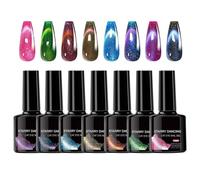 Glitter Gel Magnetic Nail Polish Kit - High Pigment Shine Effect, Wand | 8 Colori vibranti per Creative Nails Ideal Parties Elegant Events Vacations Manicure Sessions Beauty Wise Enthusiasts